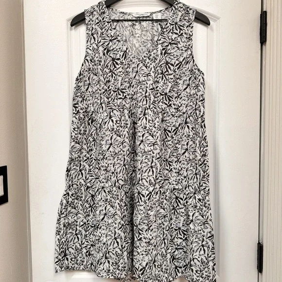 Lucky Brand 100% Linen Tiered Dress Womens S Bluebell Floral Sleeveless NEW - Picture 3 of 11